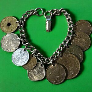 Vintage Coin Charm Bracelet 1950s